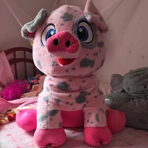 Pink and Gray Pig Plush Toy